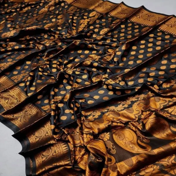 Black kattan saree