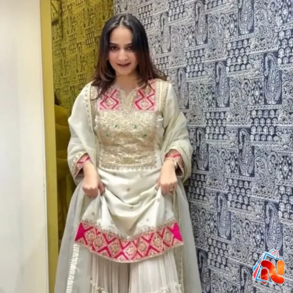 প্রিমিয়াম ডিজাইনার রেডিমেড টপ, শরারা প্লাজো ও দুপাট্টা কালেকশন