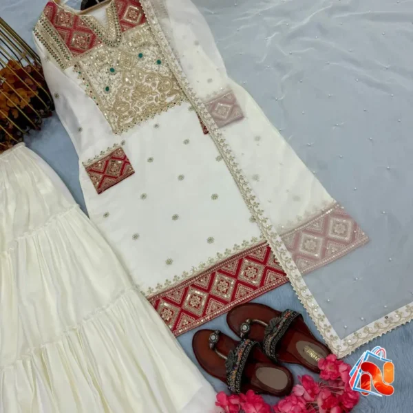 প্রিমিয়াম ডিজাইনার রেডিমেড টপ, শরারা প্লাজো ও দুপাট্টা কালেকশন - Image 2