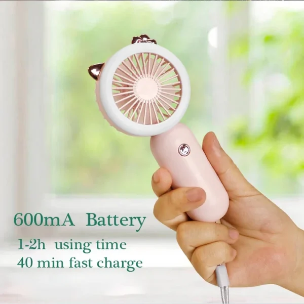 Mini Portable Pocket Fan USB Rechargeable with Night Light - Image 4