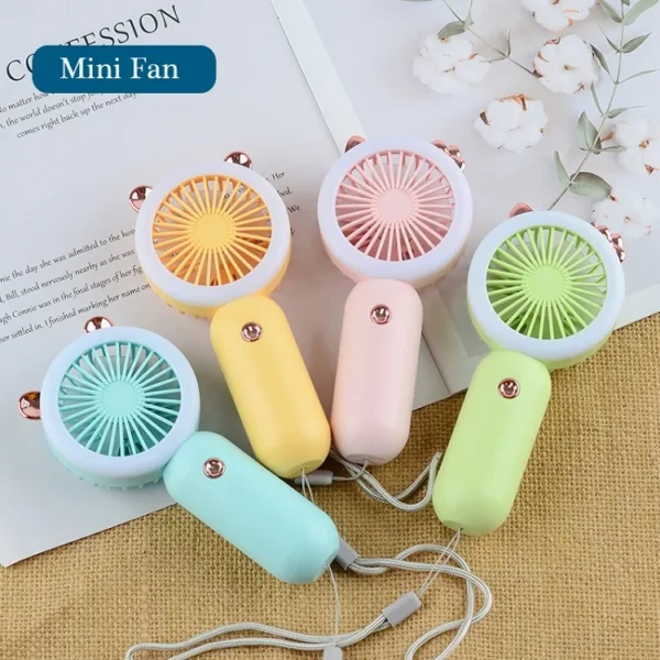 Mini Portable Pocket Fan USB Rechargeable with Night Light